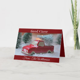 Cartão De Festividades Boa Alegria Com Caminhão e Pinheira No Topo
