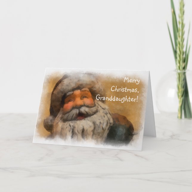 Cartão De Festividades Boa neta de Natal, Vintage Papai noel Card (Frente)