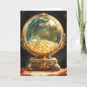 Cartão De Festividades Boa Sorte Dinheiro Ouro