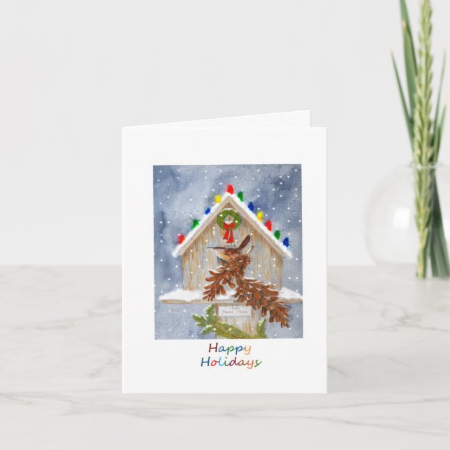 Cartão De Festividades Boas festas carriça (Frente)