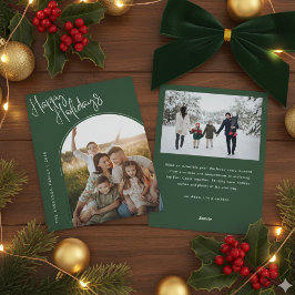 Cartão De Festividades Boas Festas com Roteiro Moderno | Adicionar 2 Foto