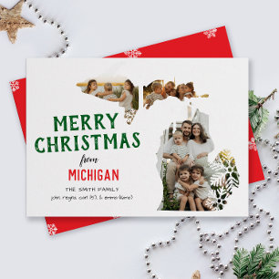 Cartão De Festividades Boas Festas de Michigan Três Fotos