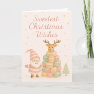 Cartão De Festividades Boas Festas de Natal  Papai Noel & Macarons