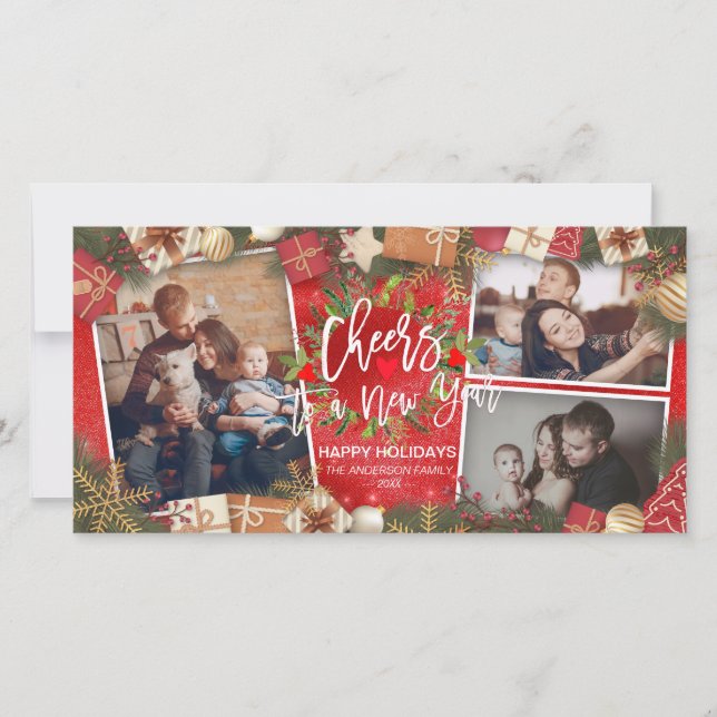 Cartão De Festividades Boas Festas de Natal Parabéns ao Ano Novo Foto de  (Frente)