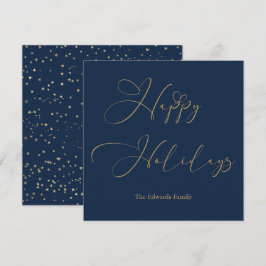 Cartão De Festividades Boas Festas Elegantes Coração de Caligrafia Dourad