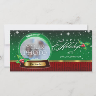 Cartão De Festividades Boas festas globo claro da neve customizável