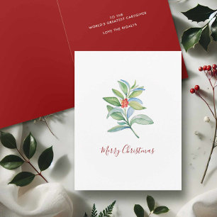 Cartão De Festividades Boas Folhas e Berries cuidam do Natal