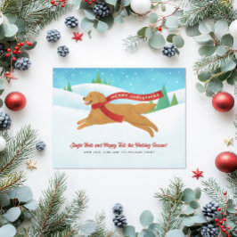 Cartão De Festividades Boas Ouros - Cachorro de Retriever Natal