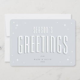 Cartão De Festividades Boas saudações da estação azul pálida Estrelas ret