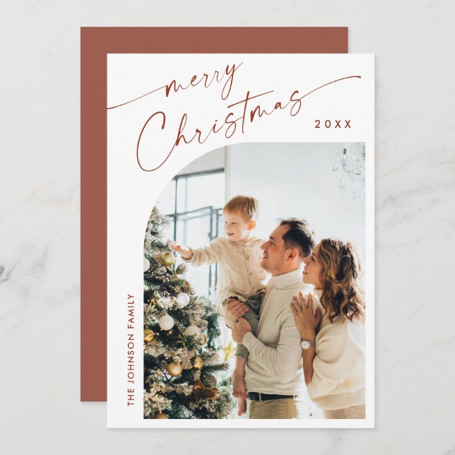 Cartão De Festividades Boas saudações de Natal da Elegante Na moda PHOTO (Frente/Verso)