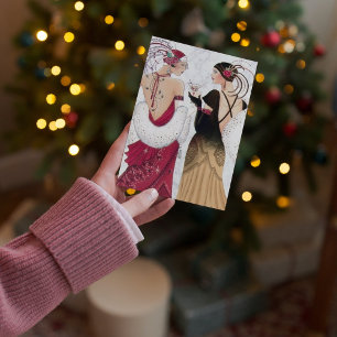 Cartão De Festividades Boas senhoras de deso de arte de Natal adicionam m