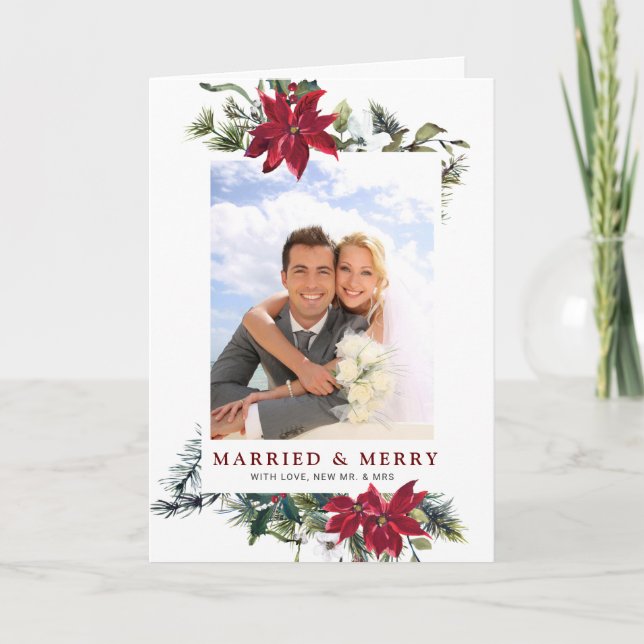 Cartão De Festividades Boas-vindas ao Natal de Poinsettia (Frente)