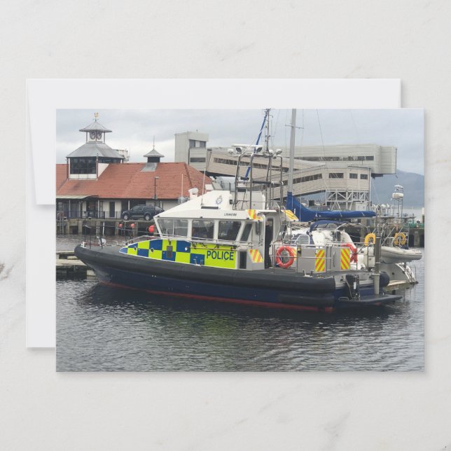 Cartão De Festividades Boat da Polícia do Reino Unido, Rothesay, Ilha de  (Frente)