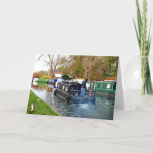 Cartão De Festividades Boating on the Newbury canal