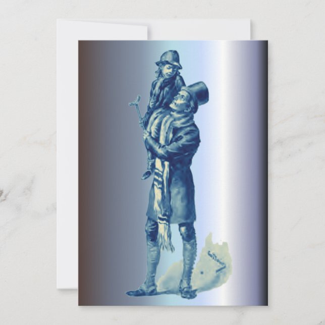 Cartão De Festividades Bob Cratchit segurando Tiny Tim Christmas Carol (Frente)