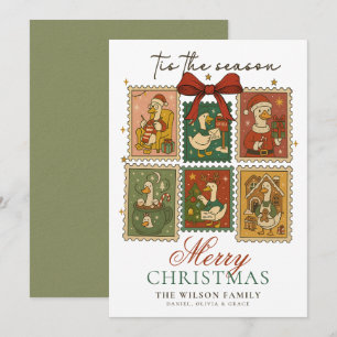 Cartão De Festividades Bobo Goose Engraçado Vintage Feliz Natal