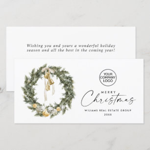 Cartão De Festividades Bohemian Christmas Wreath Corporate Saudação