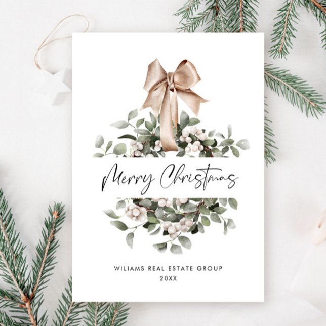 Cartão De Festividades Bohemian Christmas Wreath Corporate Saudação (Criador carregado)