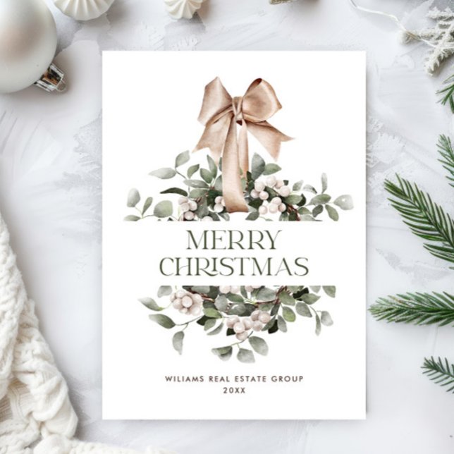 Cartão De Festividades Bohemian Christmas Wreath Corporate Saudação (Criador carregado)