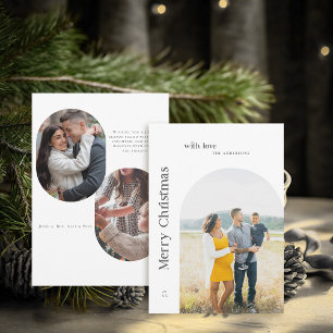 Cartão De Festividades Boho Arch Vintage Minimalista Foto de BW no Natal