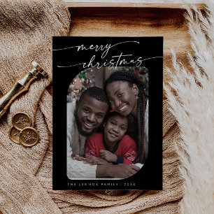 Cartão De Festividades Boho Chic Black Photo Cute Feliz Natal