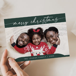 Cartão De Festividades Boho Chic Dark Green Fácil Foto Moderna Fácil Nata