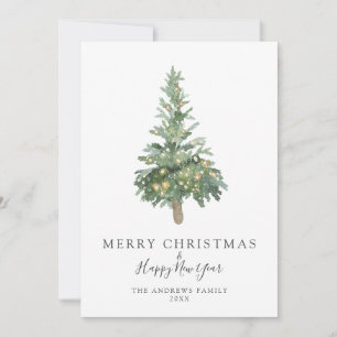 Cartão De Festividades Boho Chic Feliz Natal Feriado em Árvore Aquarela