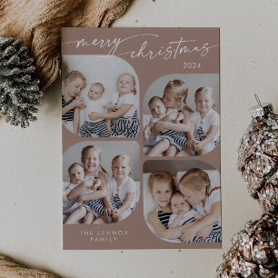 Cartão De Festividades Boho Chic Neutral Family Multi-Photo Christmas