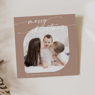 Cartão De Festividades Boho Chic Neutral Foto Fora de Natal