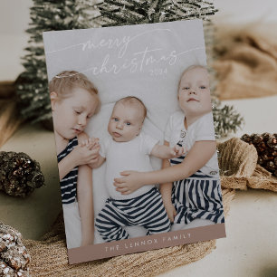 Cartão De Festividades Boho Chic Neutral Foto Única Cuta Natal