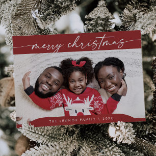 Cartão De Festividades Boho Chic Red Easy Modern Foto Natal