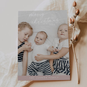 Cartão De Festividades Boho Chic Rosa Rosa Foto Única, Física Rosa