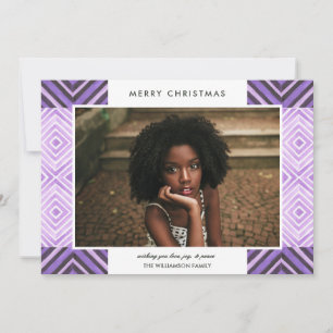 Cartão De Festividades Boho Christmas Watercolor Azulejos   Roxo   Foto