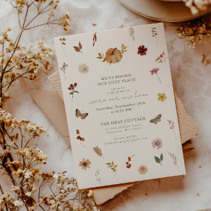 Cartão De Festividades Boho Fall Pumpkin Wildflower Invite