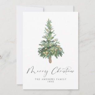 Cartão De Festividades Boho Feliz Árvore de Aquarela de Natal Não Foto