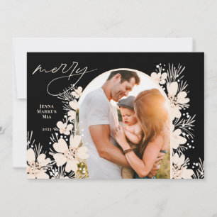 Cartão De Festividades Boho Feliz Natal Escuro