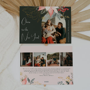 Cartão De Festividades Boho Floral Arch Anima o Ano Novo Cinco Foto