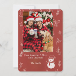 Cartão De Festividades Boho Floral Vermelho Personalizado Natal