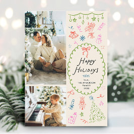 Cartão De Festividades Boho Hand Desenhou Felizes Férias 2 Foto