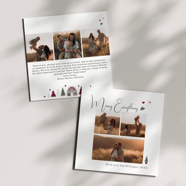 Cartão De Festividades Boho Hearts Feliz Tudo Seis Foto Natal (Criador carregado)