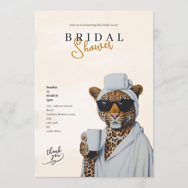 Cartão De Festividades boho leopard bridal shower invitation (Frente)