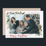 Cartão De Festividades Boho Neutral Burgundy Red Feliz Foto de Natal<br><div class="desc">Este design de estilo boho neutro apresenta um verde de inverno mínimo, com porta de fotos com efeito de pincel seco e texto em cores de paleta de bolos. Adicione uma mensagem opcional na parte traseira ou altere o design do backer (3 opções disponíveis). DICA RÁPIDA: Para alterar a cor...</div>