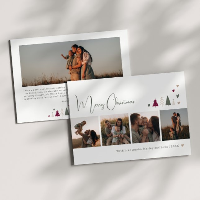 Cartão De Festividades Boho Rainbow e Hearts Feliz Natal Cinco Foto (Criador carregado)