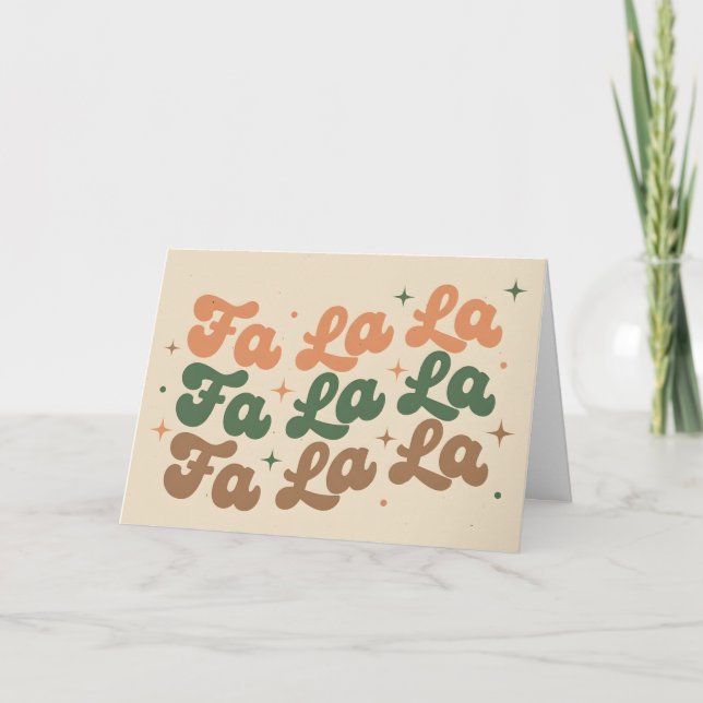 Cartão De Festividades Boho Retro Fa La La Natal (Frente)