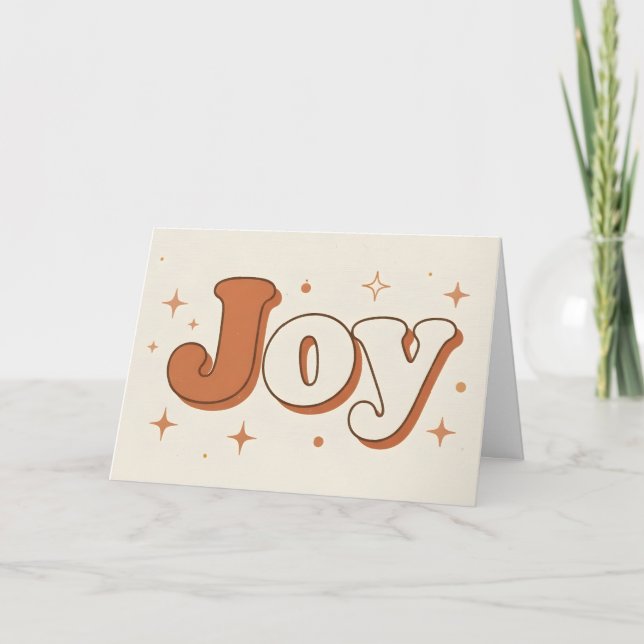 Cartão De Festividades Boho Retro Joy Christmas (Frente)