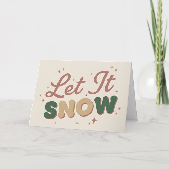 Cartão De Festividades Boho Retro Let It Snow Christmas (Frente)