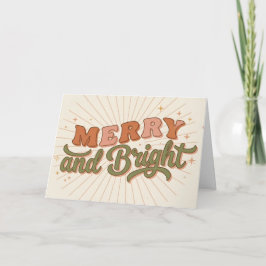 Cartão De Festividades Boho Retro Natal Alegre e Brilhante