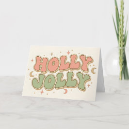 Cartão De Festividades Boho Retro Natal Alegre e Feliz