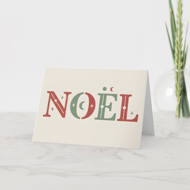 Cartão De Festividades Boho Retro Noel Natal (Frente)