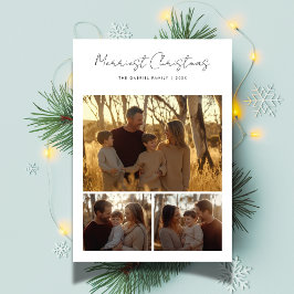 Cartão De Festividades Boho Rustic Script Merriest Christmas Family Photo